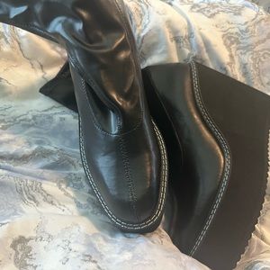 PU leather wedge heel boot